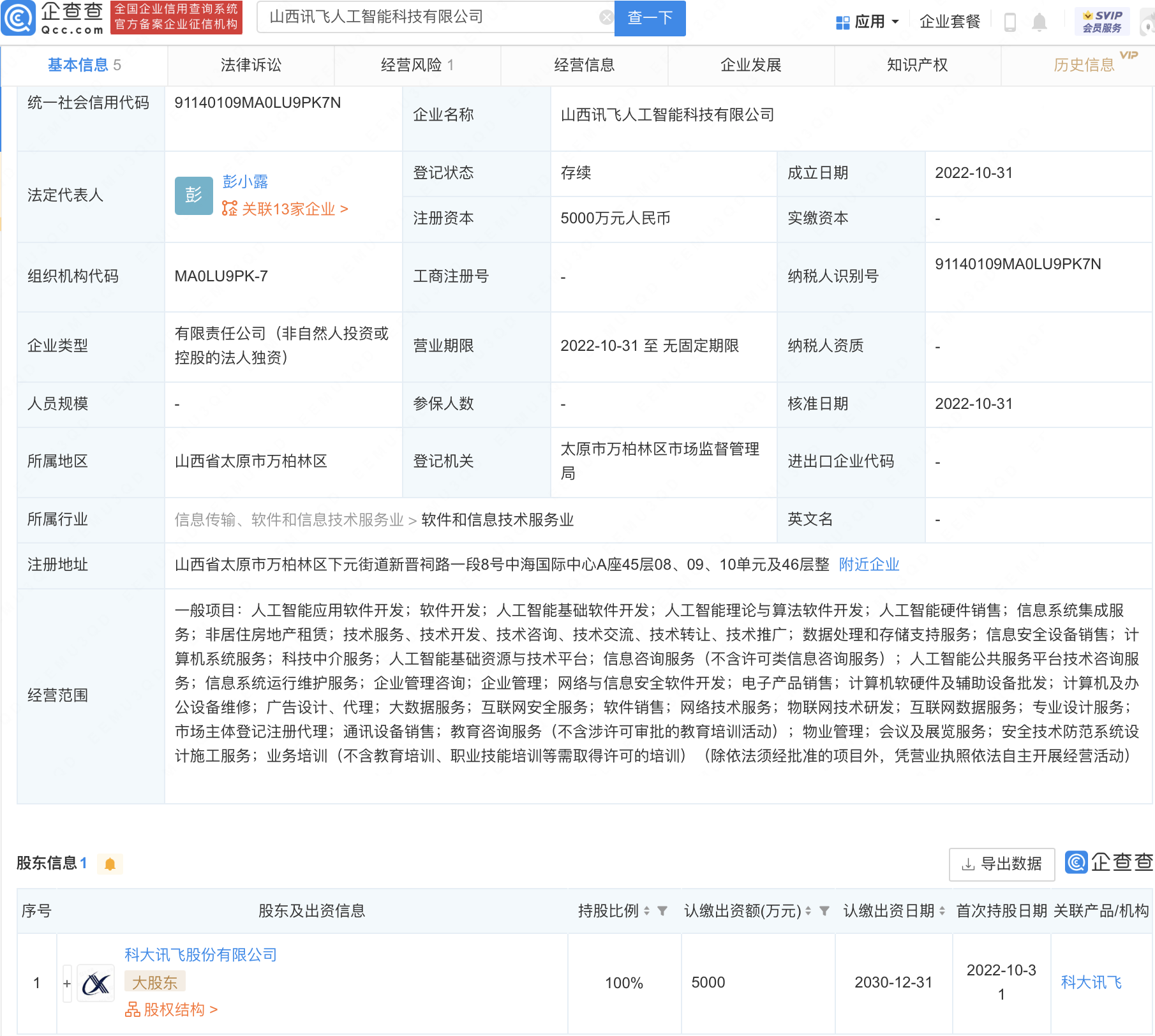 科大讯飞落子山西，5000万注册资本加码安全技术防范系统业务